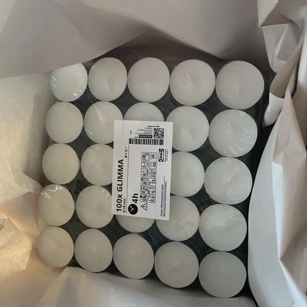 1 packs/100 individual IKEA GLIMMA Unscented tea lights date night dinner party